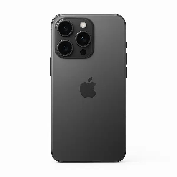 Black iPhone 17 Pro Max with titanium finish and advanced triple camera system